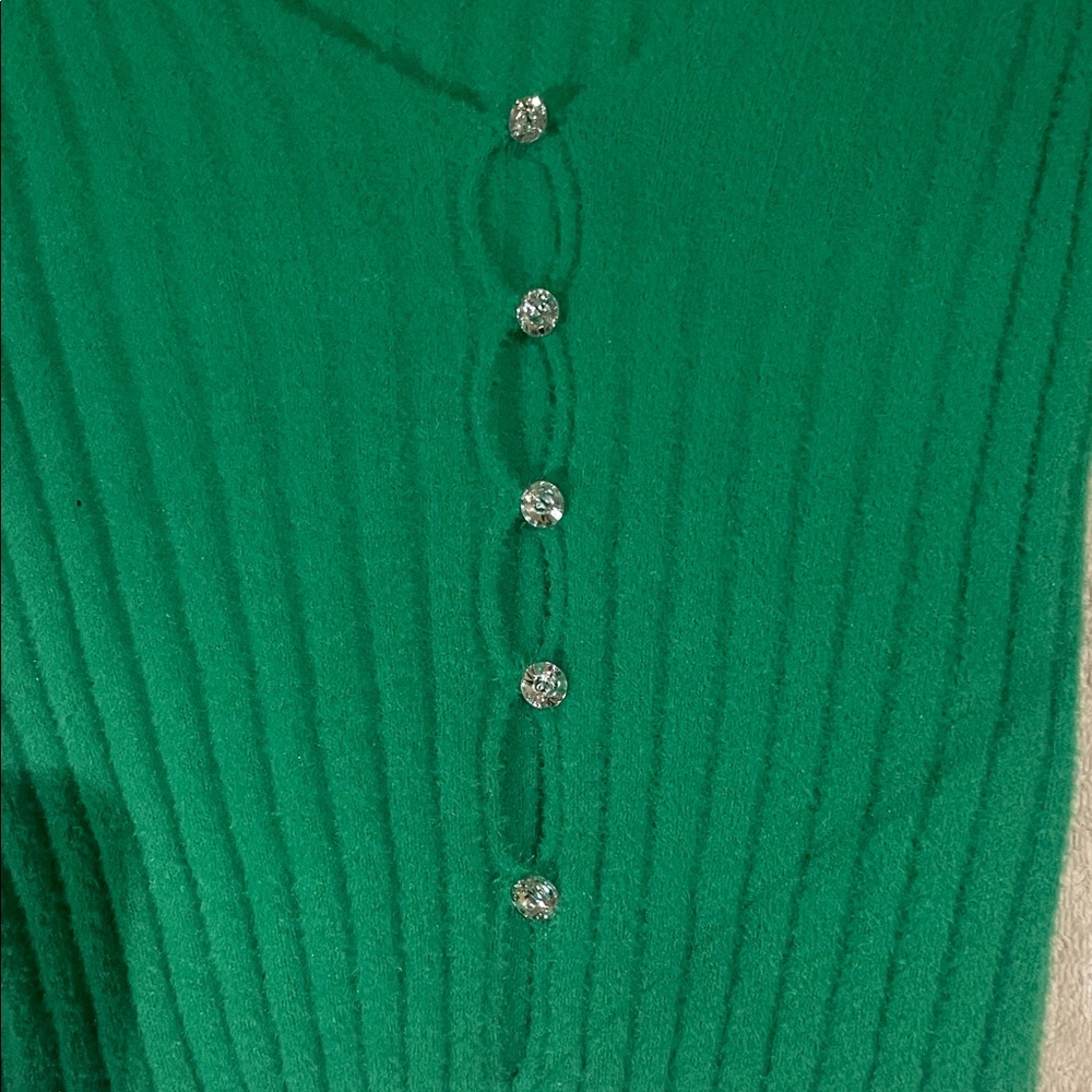 Cotton Candy Emerald Button-Down Ribbed Top - Picture 3 of 3